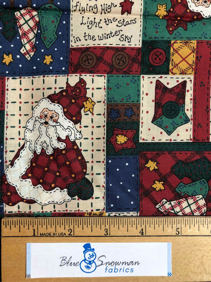 Cranston Country Christmas Patchwork Fabric, Angel Fabric, Santa Clause Fabric, sewing fabric, quilting, holiday fabric, Leslie Beck