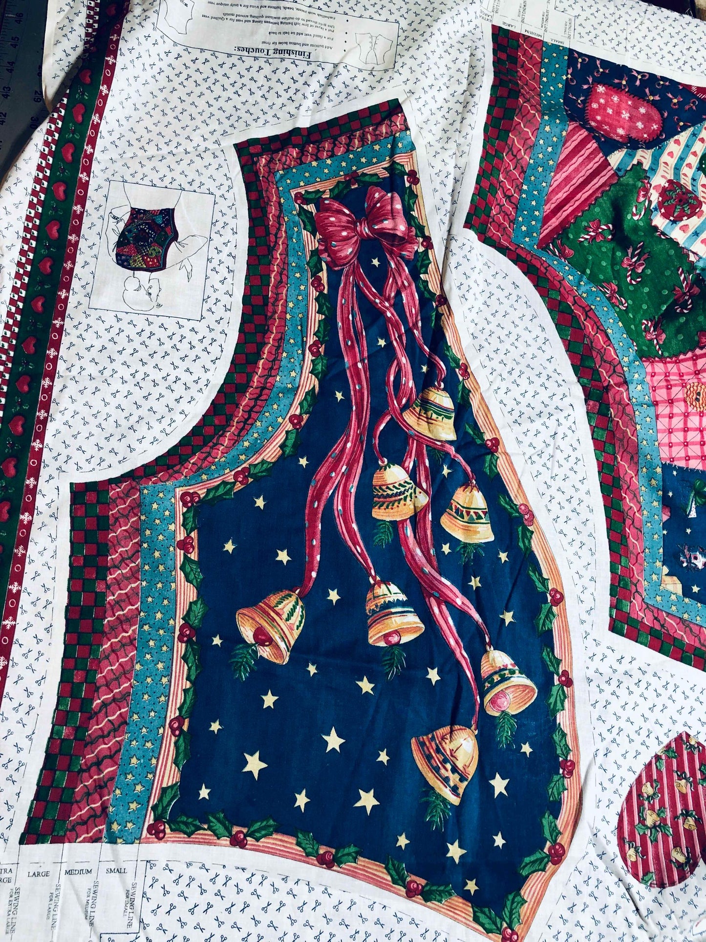 Concord Heartland Women's Christmas vest panel, Christmas fabric  Sewing,  vest pattern, women's vest, Christmas Bells, Ugly Christmas