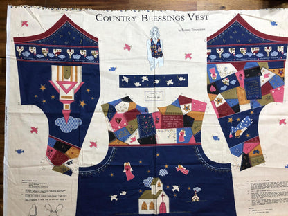 Vintage Women's Country Blessings vest panel, Fabric Traditions fabric  Sewing,  vest pattern, women's vest, Church vest