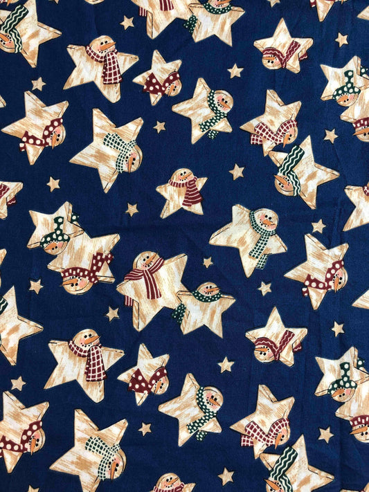 Christmas Star Fabric, Country Christmas, Wooden stars, sewing fabric, quilting, holiday fabric, Fabric Remnant