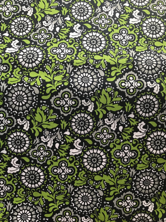 Green navy floral medallion 100% Cotton Fabric, Fabric by the yard, large print floral print fabric, quilting fabric, Sewing, crafting,