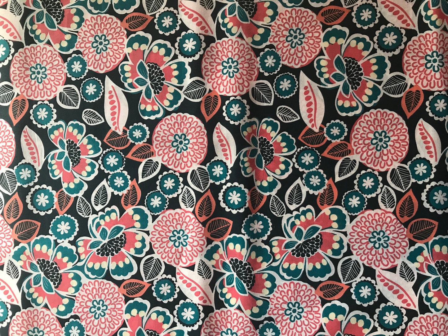 Stargazer Bold Flowers 100% Cotton Fabric, large print floral print fabric, Teal fabric, blue, coral, quilting fabric, Sewing, crafting,