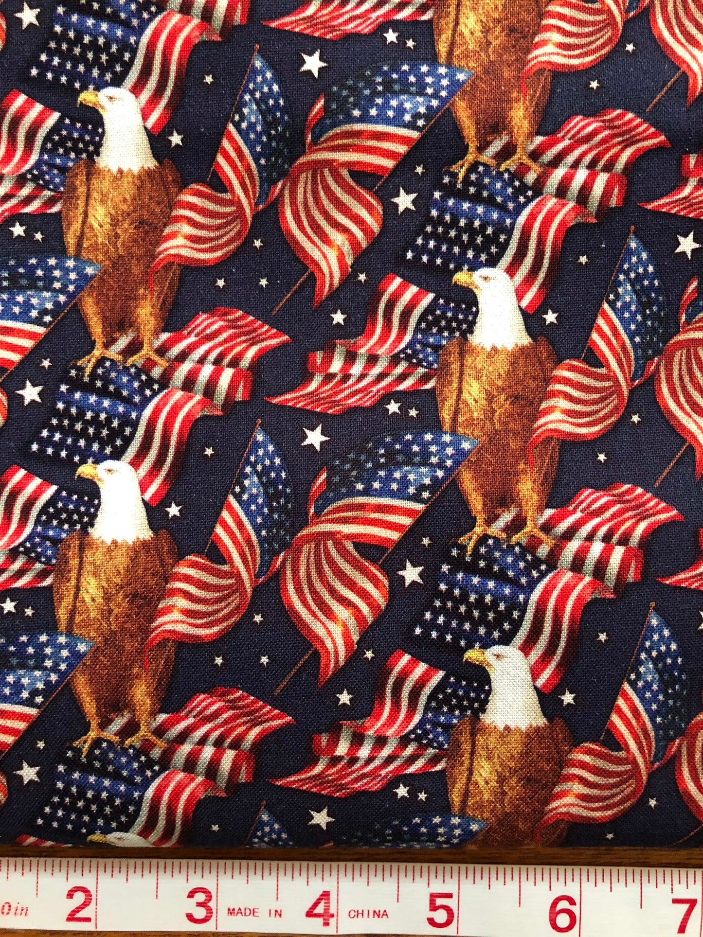 American Pride Bald Eagle Patriotic Fabric 100% Cotton, Fabric by the Yard, quilting, Sewing, 4th of July, flag fabric, Springs Creative