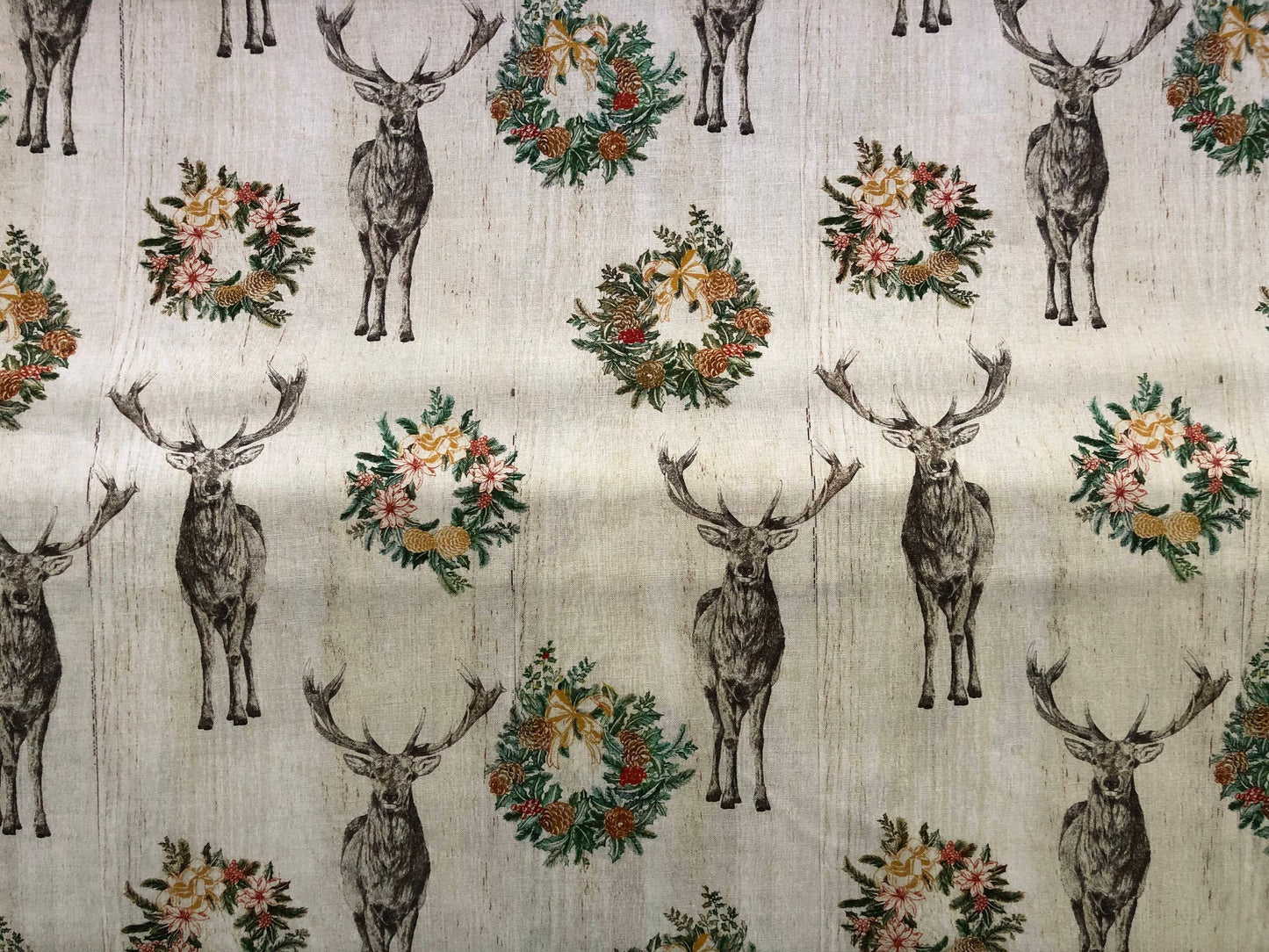 Christmas Prints, Holiday Deer & Wreaths 100% Cotton Christmas Fabric, quilting fabric, Sewing, fabric by the yard, holiday fabric decor