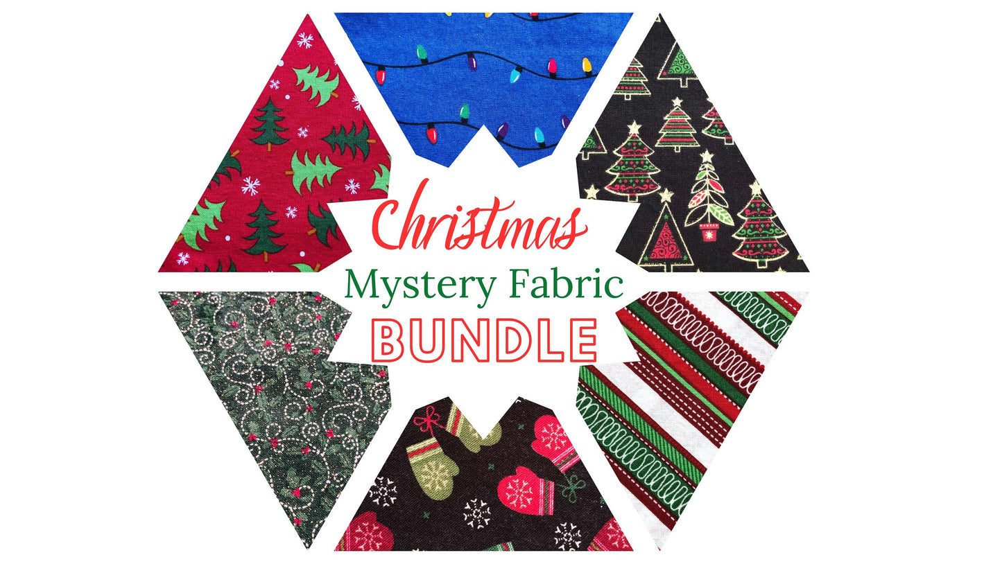 Christmas Mystery Fabric Bundle, Remnant Bundle, Fabric Grab Bag, Winter Fabrics, Scrappy Quilt Fabric, holiday craft fabric, Stash builder