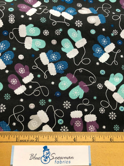 Quilter's Showcase Tossed Mittens 100% Cotton fabric, Christmas fabric, Quilting Fabric, sewing, Fabric by the Yard, Winter fabric