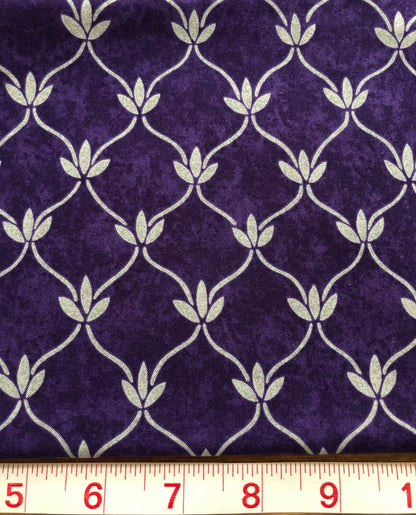 Lavender Gray Lattice Plum Fabric 100% Cotton, Skipping Stones, Quilting Fabric, sewing, Fabric by the Yard, Clothworks, purple fabric