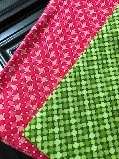 Dot Geometric 100% Cotton fabric, Pink dot fabric, green dot fabric,  Quilting Fabric, sewing, Fabric by the Yard