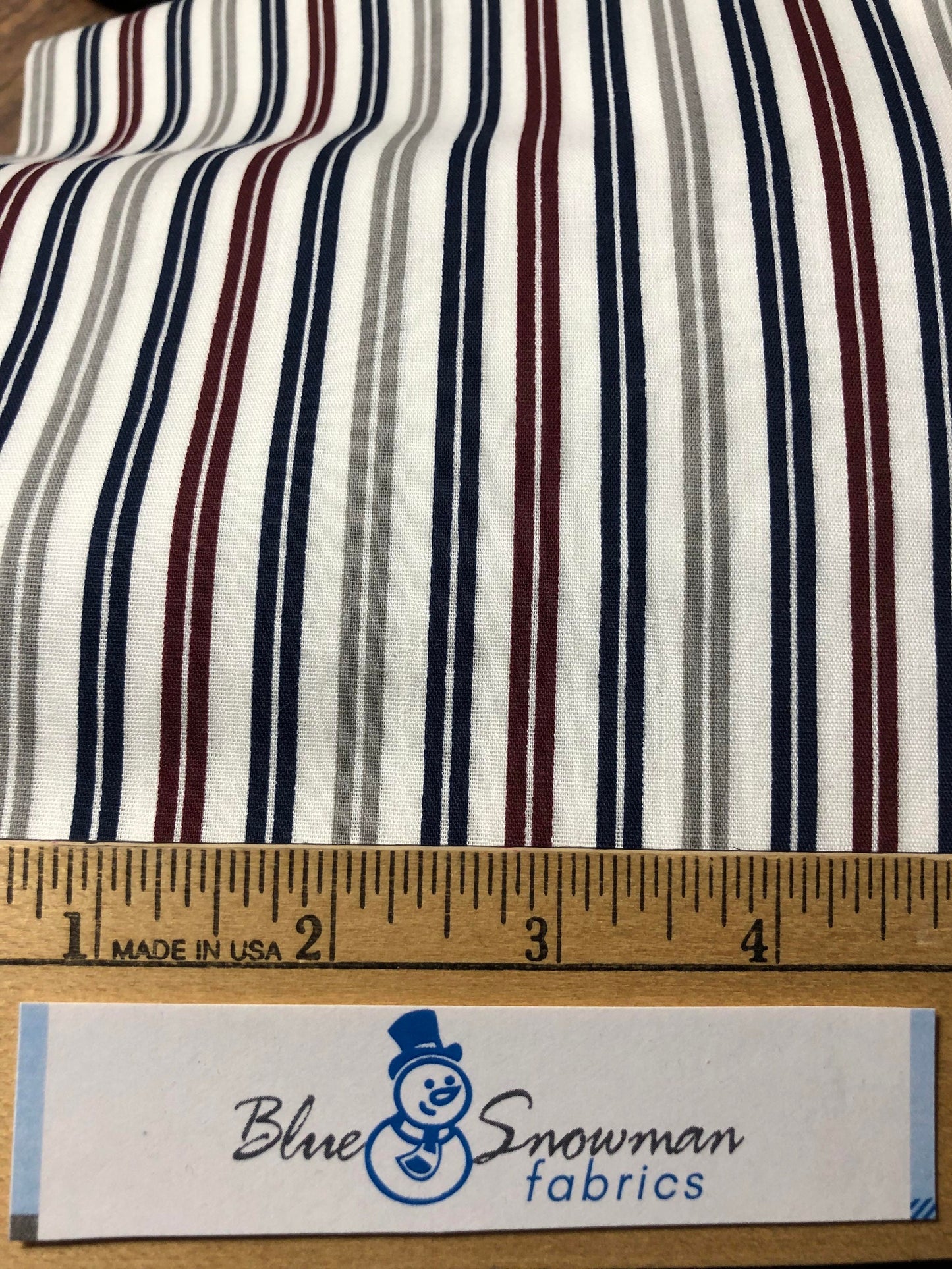 Wide Stripe Fabric by the Yard, sewing,  60 in  fabric, Navy stripe fabric, burgundy stripe fabric