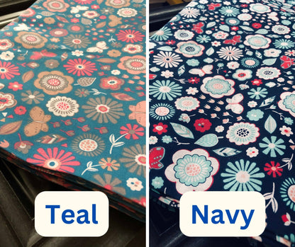 Quilter's Showcase Packed Floral 100% Cotton Fabric, large floral print fabric, quilting fabric, Sewing, crafting, navy floral, Teal floral