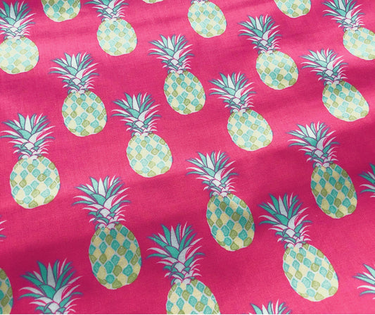 Pineapples on Pink 100% Cotton Fabric, quilting fabric, Sewing, fabric by the yard, Novelty print, summer fabric, Quilter's Showcase